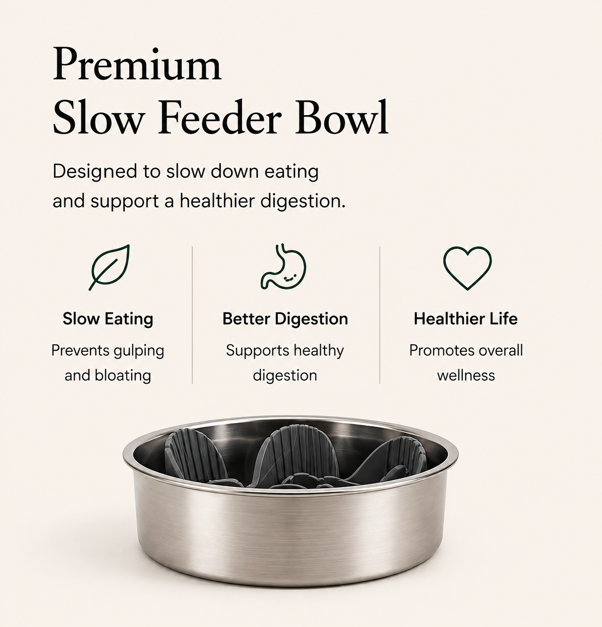 Premium Stainless Steel Slow Feeder Dog Bowl